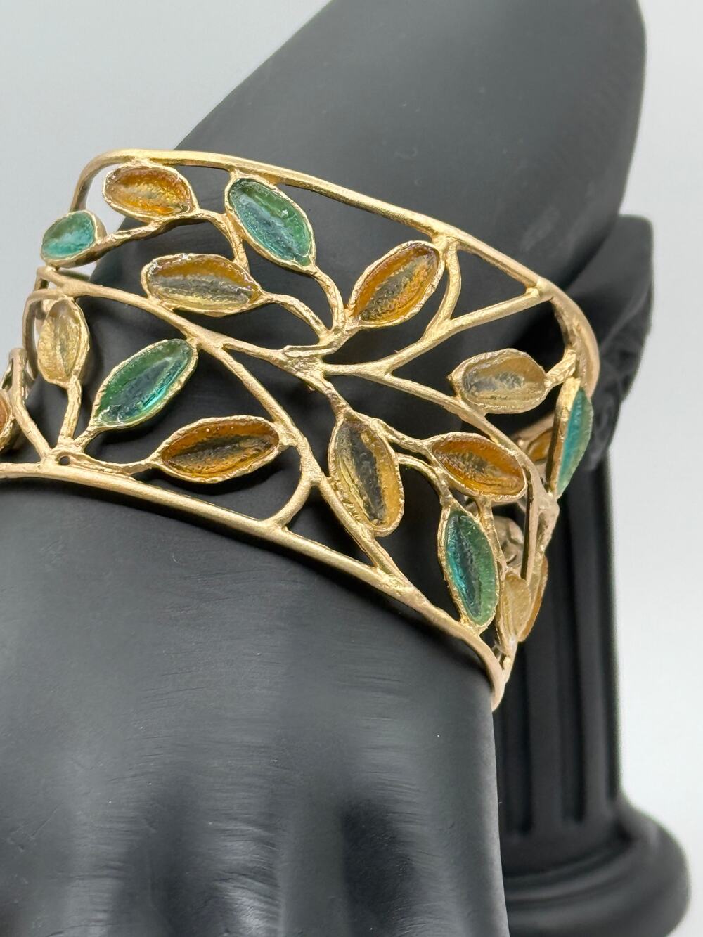 Michael Vincent Michaud 18K Gold Plated Multi-Sage Cuff Bracelet